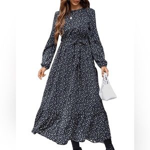 Floral long sleeve maxi dress Eid Abaya